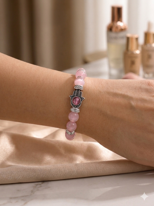 7 Chakra Rose Quartz Divine Harmony Hamsa Bracelet