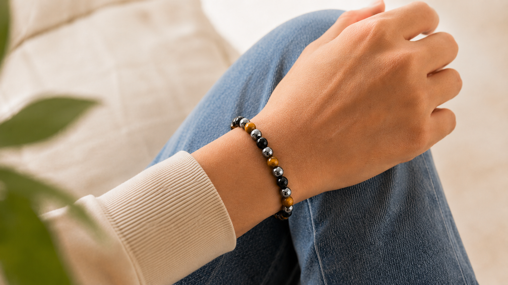 Triple Protection Bracelet: Hematite, Obsidian, Tiger Eye