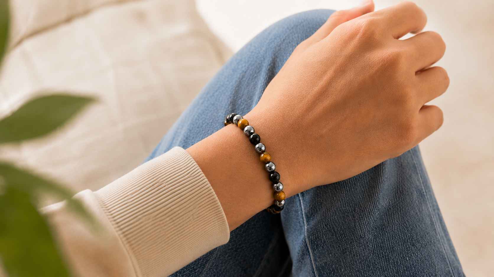 Triple Protection Bracelet: Hematite, Obsidian, Tiger Eye